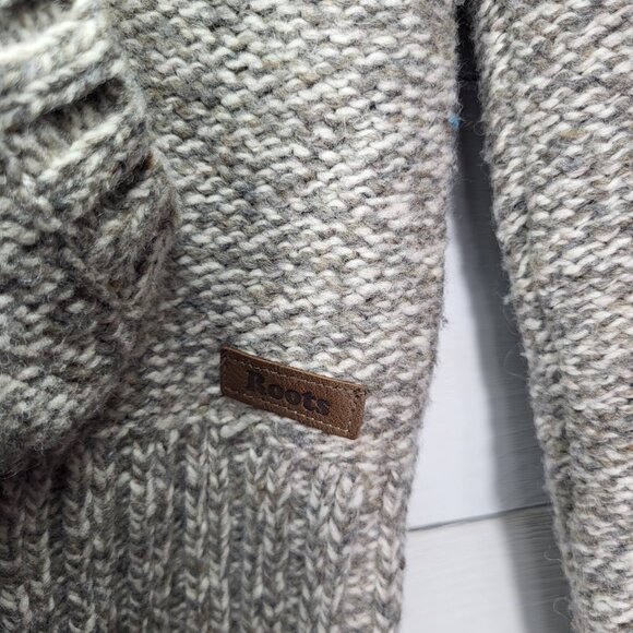 ROOTS CANADA Limited Women Cozy Knit Wool Blend Brown Gray Hooded Sweater. - Picture 6 of 9